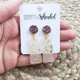 Gold Flake Dangle & Druzy Earrings