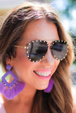 Showstopper Studded Aviator Sunglasses